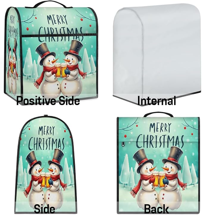 cfpolar Kitchen Aid Mixer Cover Compatible with 6-8 Quarts Xmas Snowman Christmas Stand Mixer Cover Kitchen Aid Mixers Accessories Appliance Organizer Bag Dust Covers with Zipper Pocket