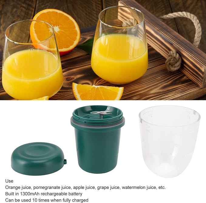 Asixxsix Portable Juicer Cup 260ml Multifunctional Rechargeable Small Cordless Blender with 4 Blades for Shakes and Smoothies Handheld Fruit Mixing Machine for Home Office