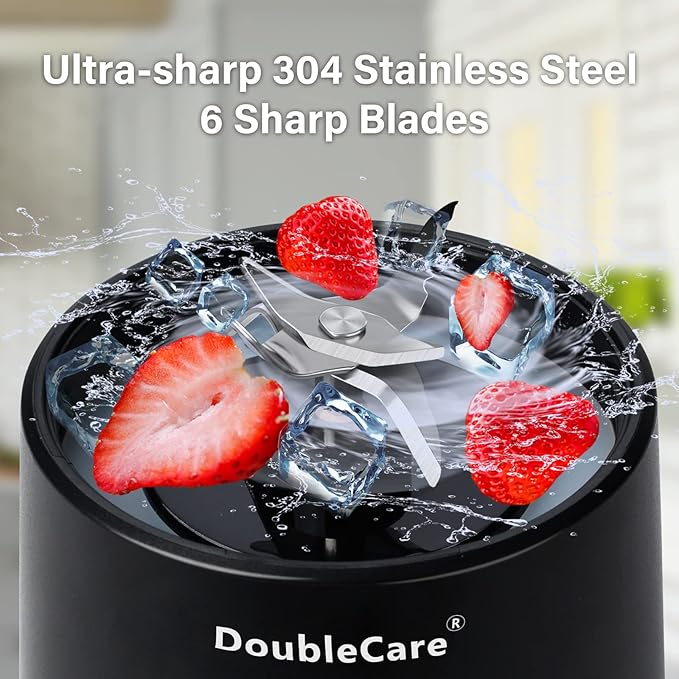 Portable Blender for Shakes and Smoothies500ml Electric Juicer 4000mAh Smoothie Blender with BPA-Free Material USB Rechargeable Fresh Juice Blender for Travel Gym Outdoors and Home Black