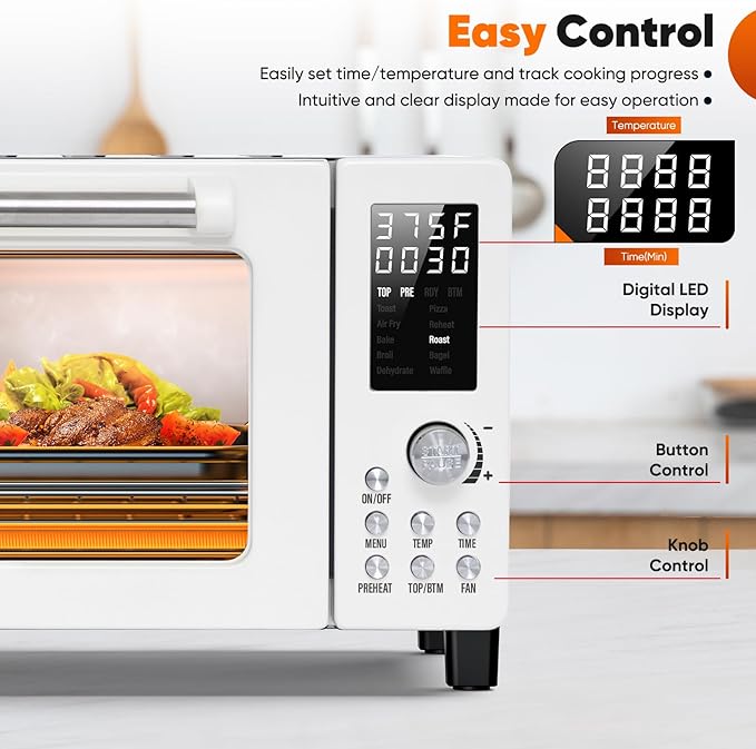 Nuwave Bravo Pro Convection Air Fryer Toaster Oven Combo 2025 New and Improved 10-in-1 50°-450°F Temp Controls Quick &amp Even Crisp Technology 21Qt Capacity Cream PFAS Free