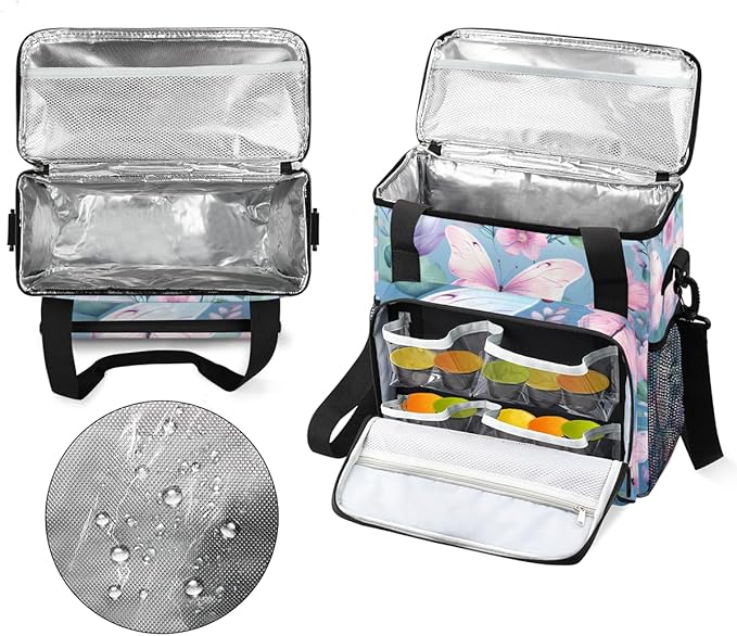 Flowers Butterfly Coffee Maker Carrying Bag Colorful Butterfly Travel Storage Bag Compatible with K-Mini or K-Mini Plus Single Serve Coffee Brewer Carrying Case with Pockets &amp Shoulder Strap