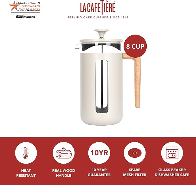 La Cafetière Pisa Stainless Steel Cafetière Eight Cup Latte Gift Boxed