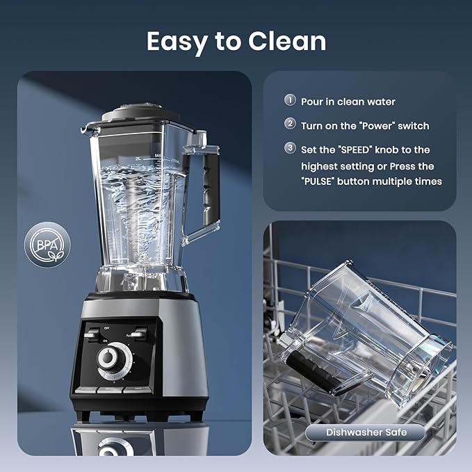 Blenders for kitchen 1800W Smoothie Blender Professional High Speed Countertop Blender with Stainless Steel Blades 68-oz. Pitcher Ice Crushing &amp Frozen Fruit BPA Free Silver