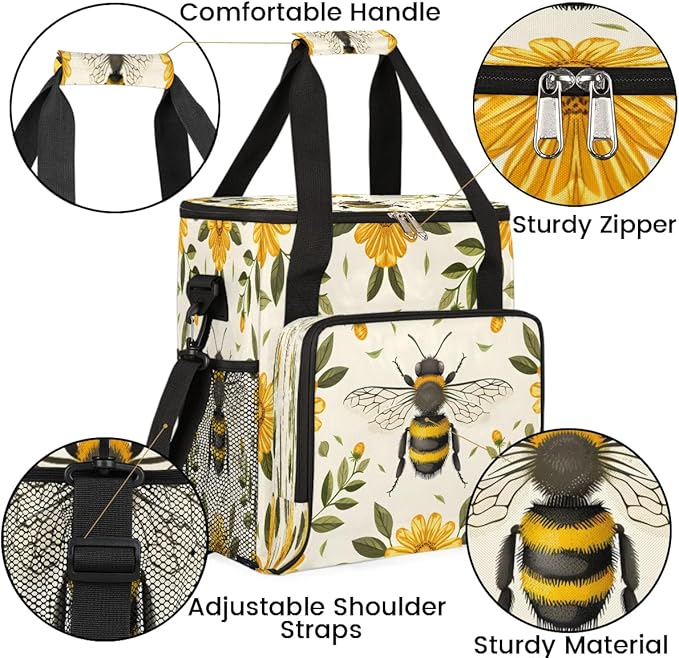 Bee Coffee Maker Carrying Bag Compatible with K-Mini or K-Mini Plus Portable Single Cup Coffee Maker Case with Pockets for K Cup Pods