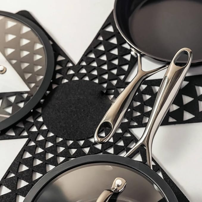 12-Piece Non-Stick Aluminum Cookware Set with Induction Base Oven Safe Black Finish (Black &amp Gunmetal)