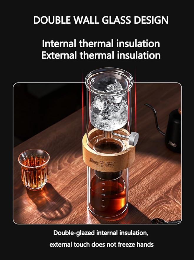 Cold Brew Coffee Maker 15oz Slow Drip Ice Coffee Maker Borosilicate Glass Pour Over Drip Coffee Brewer for Home Coffee Bar Accessories