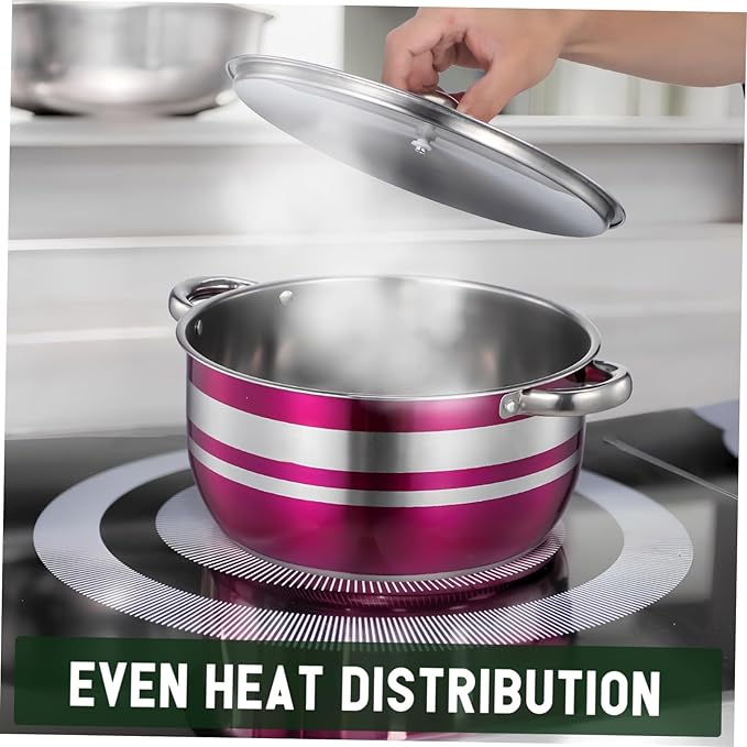 TEHAUX 4pcs Stainless Steel Induction Cookware Set with Antiscald Handles Multipurpose Kitchen Pots for Pasta Soup Compatible with Gas Electric Stoves Stock Pots