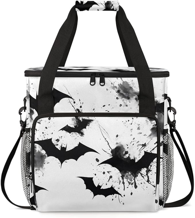 Gothic Bat Coffee Maker Carrying Bag Graffiti Bat Travel Storage Bag Compatible with K-Mini or K-Mini Plus Single Serve Coffee Brewer Carrying Case with Multiple Pockets &amp Shoulder Strap