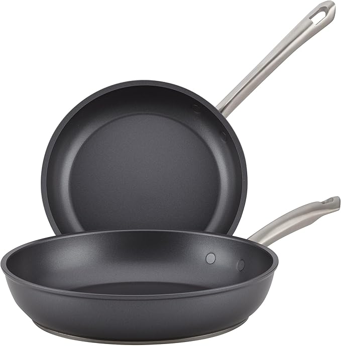Anolon Accolade Forged Hard Anodized Nonstick Frying Pans/Skillet Set 10 Inch and 12 Inch - Moonstone Gray