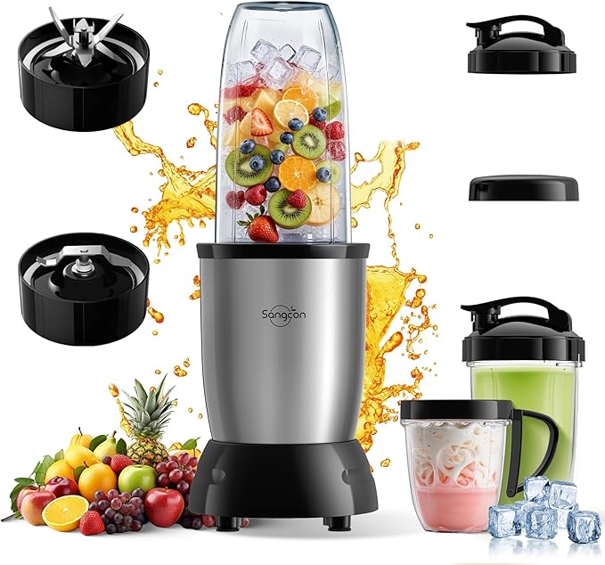 Sangcon 1000w Smoothie Blender for Kitchen Blender for Smoothies with 24oz/19oz/10oz Bpa-Free Cups – Upgraded Portable Personal Blenders for Shakes Frozen fruit Baby Food Spice Grinding &amp Mor