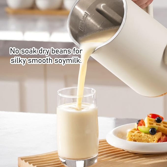 Yosoo Intelligent Blender with 10 Leaf Stainless Steel Blades Multi Functional Blender Machine for Soymilk Juicer Complementary Food (White US Plug 110V)
