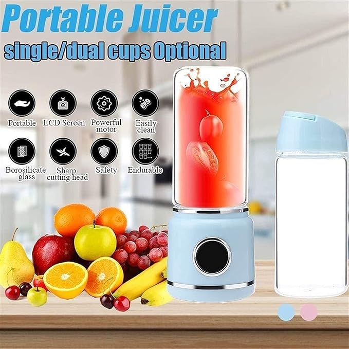 Personal Blender for Shakes Smoothies Food Prep and Frozen Blending with 150-Watt Base and Cups with Spout Lids(Blue)