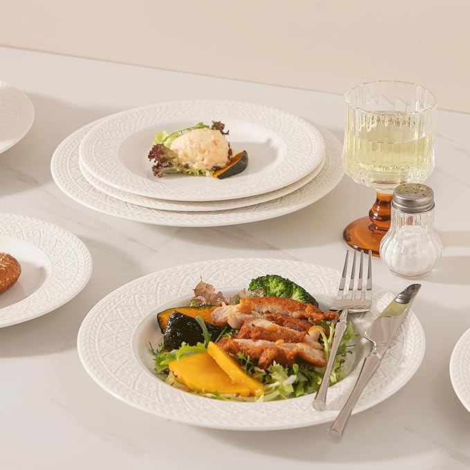 Dinnerware sets plates and bowls sets modern platesCeramic Dinnerware Sets12 Pieces Porcelain Lightweight PlatesScratch Resistant Dish Set (style - 13 4 - Set (12pcs))