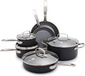 GreenPan Chatham Hard Anodized Healthy Ceramic Nonstick 10 Piece Cookware Pots and Pans Set Frying Pan Skillets Saucepans Saute Pan Stockpot Lids PFAS-Free Dishwasher &amp Oven Safe Gray