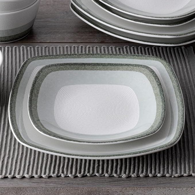 Noritake Colorscapes Layers Sage 12-Piece Square Dinnerware Set Service for 4