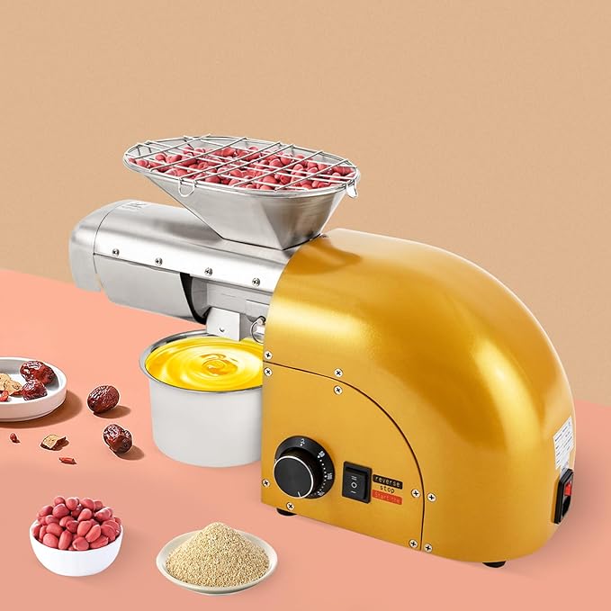 1800W Oil Press Machine Cold &amp Hot Press Stainless Steel Nut &amp Seed Extractor with 300°C Control Low Noise Copper Motor Countertop Expeller for Peanut Sunflower Walnut Soybean Avocado