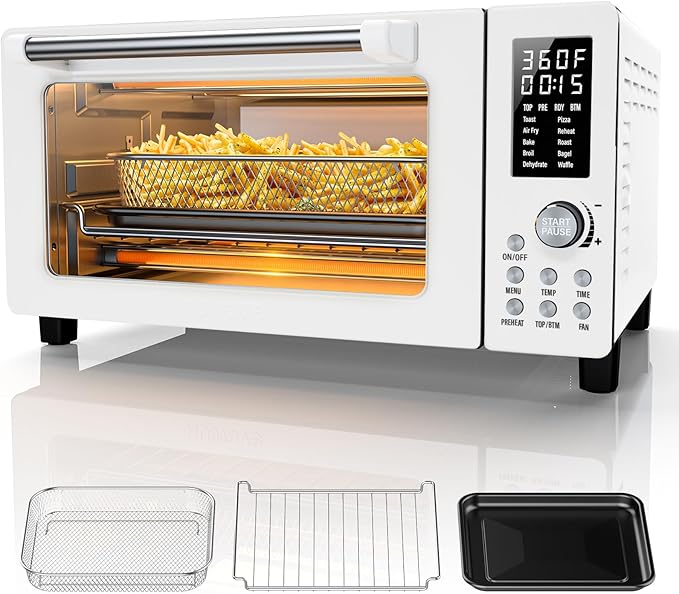 Nuwave Bravo Pro Convection Air Fryer Toaster Oven Combo 2025 New and Improved 10-in-1 50°-450°F Temp Controls Quick &amp Even Crisp Technology 21Qt Capacity Cream PFAS Free