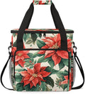 Christmas Flowers Coffee Maker Carrying Bag Retro Flowers Travel Storage Bag Compatible with K-Mini or K-Mini Plus Single Serve Coffee Brewer Carrying Case with Multiple Pockets &amp Shoulder Strap