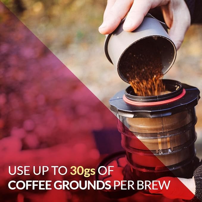 Cafflano Kompact Portable Coffee Maker - Black - Travel Hot and Cold Coffee Brewer French Press Pour Over - Travel Coffee Pot Cup