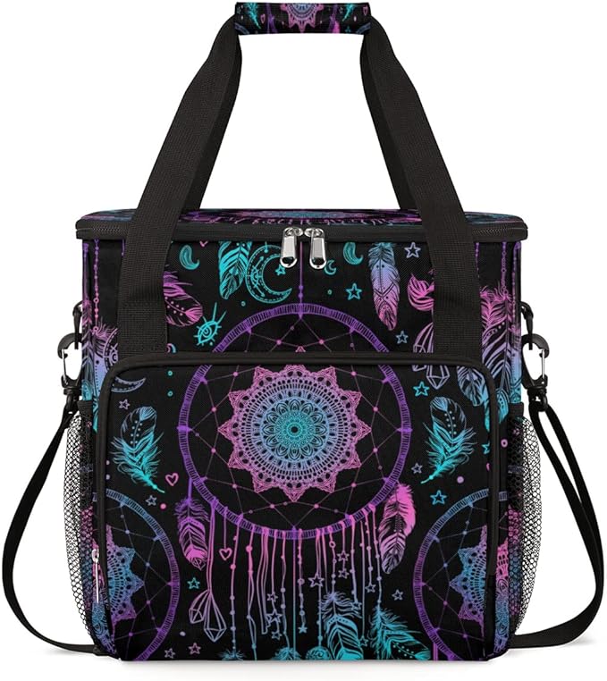 Dreamcatcher Mandala Coffee Maker Carrying Bag Coffee Machine Travel Storage Tote Bag Compatible with K-Mini or K-Mini Plus Portable Single Serve Coffee Brewer Case with Pockets for K-Cup Pods