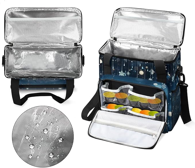 Xmas Snowflakes Coffee Maker Carrying Bag Fantastic Snowflakes Travel Storage Bag Compatible with K-Mini or K-Mini Plus Single Serve Coffee Brewer Carrying Case with Pockets &amp Shoulder Strap