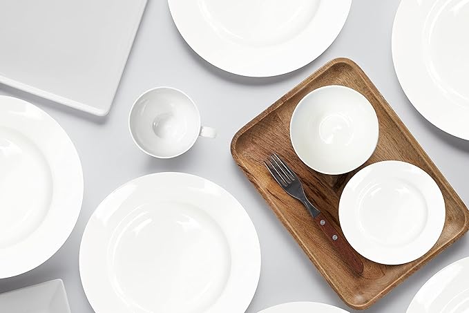 Bone China 20 Piece Dinnerware Set Service for 4 White Microwave Safe Dishwasher SafeChip Resistant Translucent Elegant giftware Dish set For Essential Home Everyday Living Kitchen Set