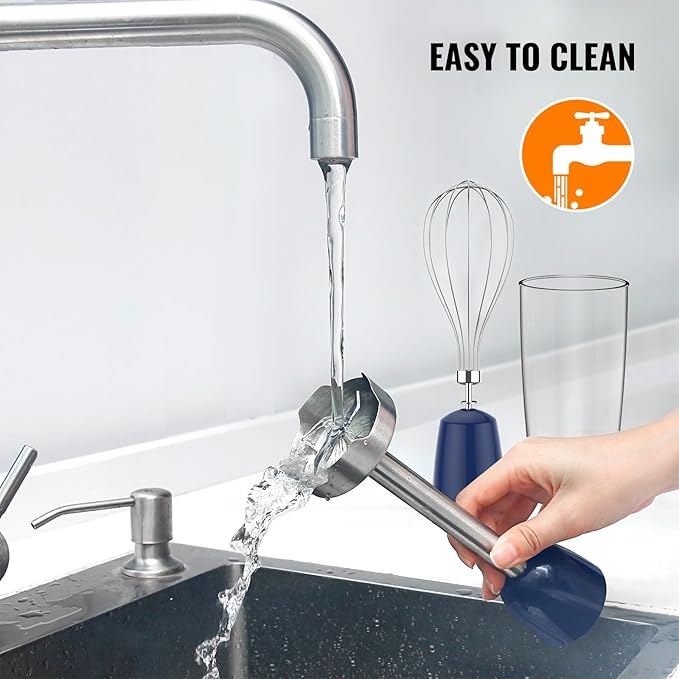 KOIOS 5-in-1 Hand Immersion Blender 12 Speed Adjustable Emulsifier Handheld Blender 1000W Copper Motor Stainless Steel Blade Hand Mixer with attachments Blue