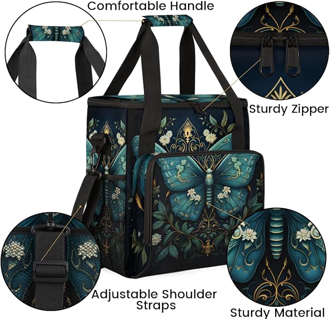 Gothic Butterfly Coffee Maker Carrying Bag Gorgeous Butterfly Travel Storage Bag Compatible with K-Mini or K-Mini Plus Single Serve Coffee Brewer Carrying Case with Multiple Pockets &amp Shoulder S