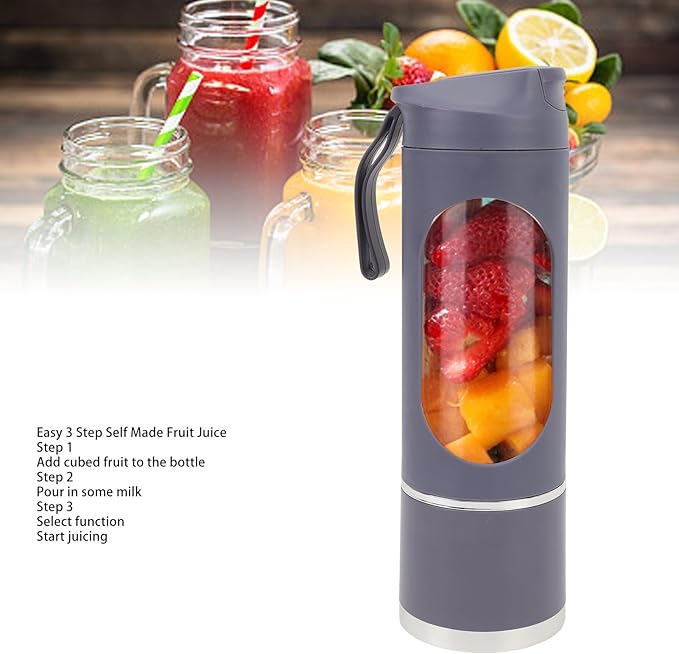 Portable Blender for Shakes and Smoothies Portable Juicer Cup Rechargeable 450ml Blender Cup Quiet Mini Travel Blender with Stainless Steel Blade for Powerful Blending Performance