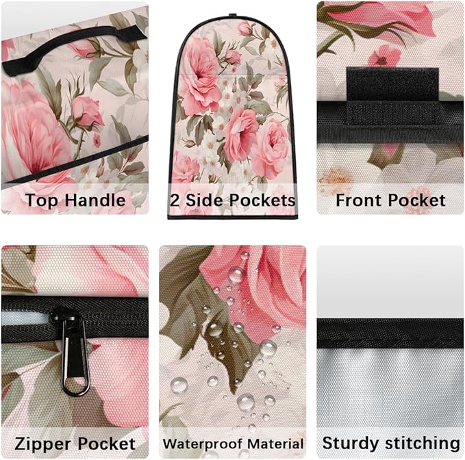 cfpolar Kitchen Aid Mixer Cover Compatible with 6-8 Quarts Flower Pink Rose Stand Mixer Cover Kitchen Aid Mixers Accessories Appliance Organizer Bag Dust Covers with Zipper Pocket