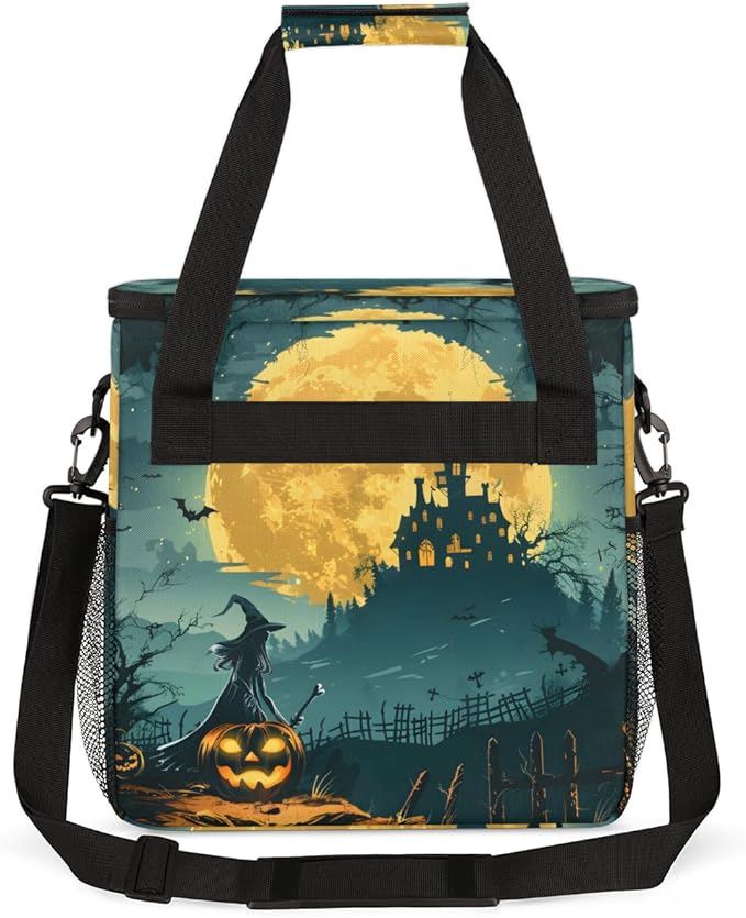 Retro Pumpkin Coffee Maker Carrying Bag Glowing Pumpkin Travel Storage Bag Compatible with K-Mini or K-Mini Plus Single Serve Coffee Brewer Carrying Case with Multiple Pockets &amp Shoulder Strap