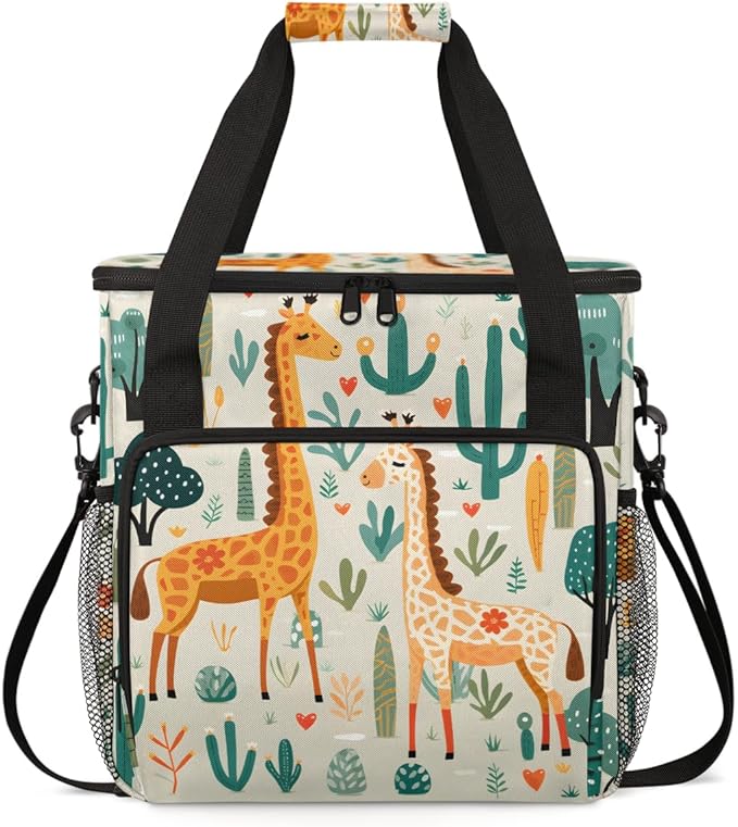 Forest Giraffe Coffee Maker Carrying Bag Graffiti Giraffe Travel Storage Bag Compatible with K-Mini or K-Mini Plus Single Serve Coffee Brewer Carrying Case with Multiple Pockets &amp Shoulder Strap