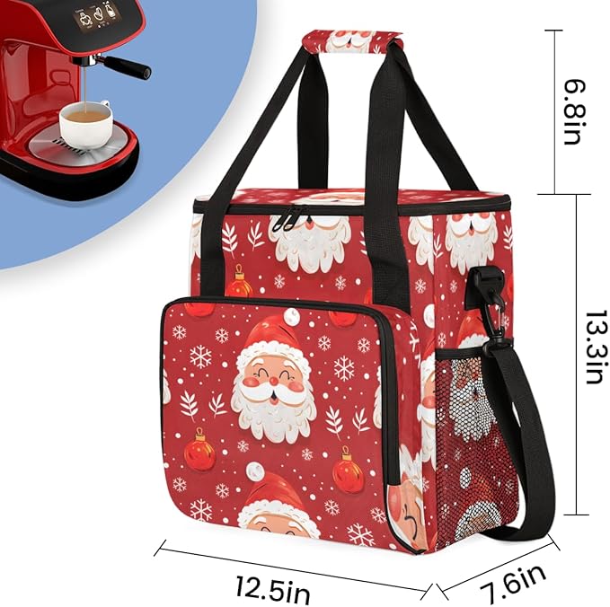 Mystical Santa Claus Coffee Maker Carrying Bag Watercolor Santa Claus Travel Storage Bag Compatible with K-Mini or K-Mini Plus Single Serve Coffee Brewer Carrying Case with Pockets &amp Shoulder St