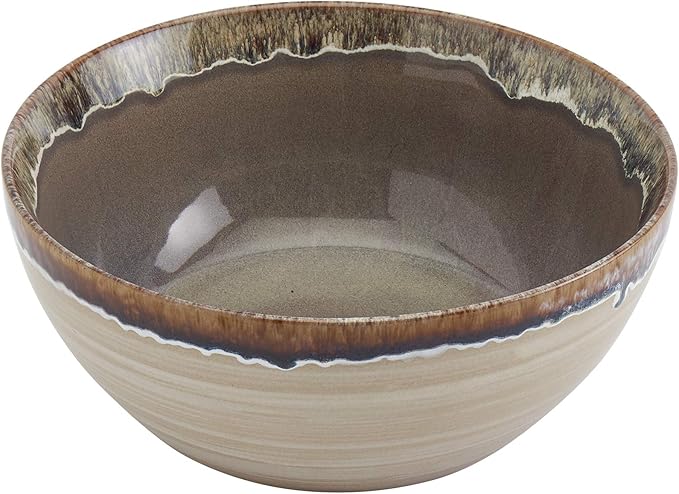 Tabletops Gallery Tuscan Reactive Glaze Stoneware- Platter Serving Bowl Mixing Bowl Mug Tuscan 3 Piece Serving Bowl Set (Blue Green and Brown)