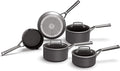 Ninja ZEROSTICK Premium 5-Piece Pan Set Long Lasting Non-Stick 3x Saucepans with Glass Lids 1x Milk Pan 1x Frying Pan Hard Anodised Aluminium Induction Compatible Grey C35000UK