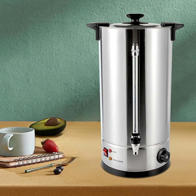 Commercial Coffee Maker 25L/6.6gal Large Percolator Coffee Urn with Handle &amp Faucet 110V 1400W Viewable Stainless Steel Percolate Coffee Make with 30-100 ℃ Controllable for HomePartyOffice