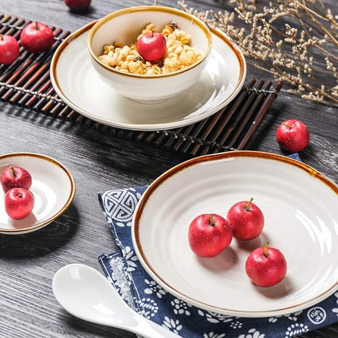 Ceramics Dinner Sets Bowl/Dish/Plate Multiple Types Dinnerware-Style Emboss Tableware Set - Family Party and Kitchen Restaurant18Pieces Plates