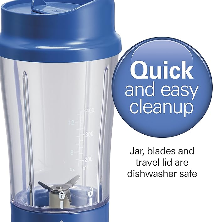 Hamilton Beach Portable Blender for Shakes and Smoothies with 14 Oz BPA Free Travel Cup and Lid &amp Portable Blender for Shakes and Smoothies with 14 Oz BPA Free Travel Cup and Lid
