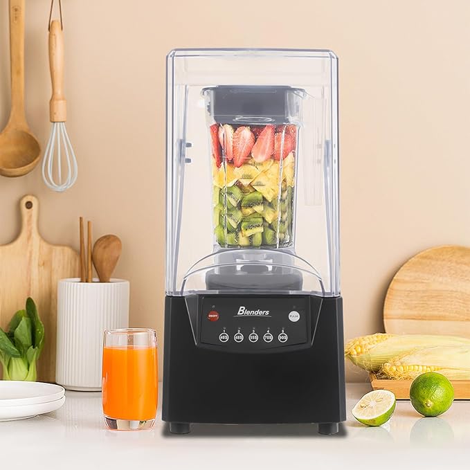 Commercial Professional Blender Commercial Blender Powerful 2600W Soundproof for Smoothies Juices &amp Shakes – 1.8L Capacity Quiet Operation with Stainless Steel Blades Easy Clean Design