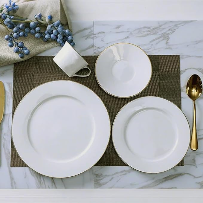 gold trim dinnerware set service for 6 24 pieces elegant plate sets elegant dishes set for gathering wedding party and afternoon tea