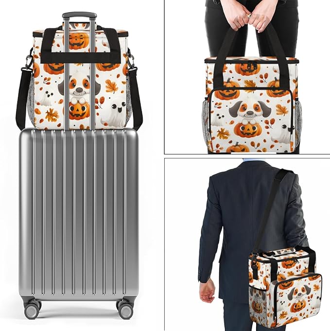 Retro Pumpkin Coffee Maker Carrying Bag Graffiti Pumpkin Travel Storage Bag Compatible with K-Mini or K-Mini Plus Single Serve Coffee Brewer Carrying Case with Multiple Pockets &amp Shoulder Strap