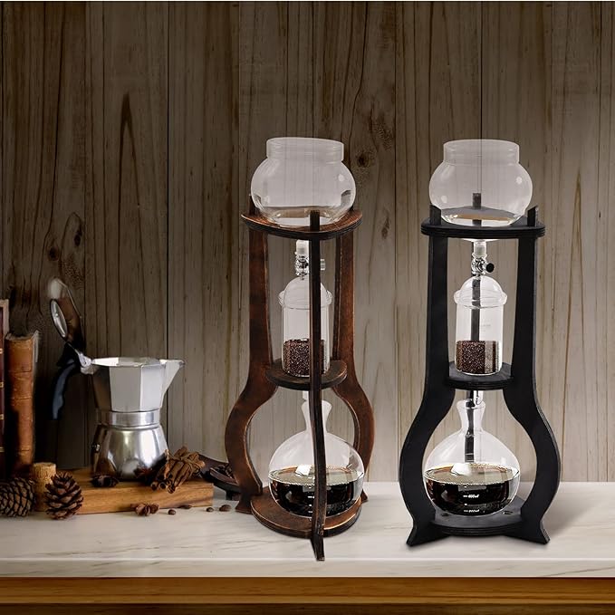 DNYSYSJ Iced Coffee Cold Brew Drip Tower 600ml Coffee Maker Ice Coffee Machine 6-8 Cup (Brown)