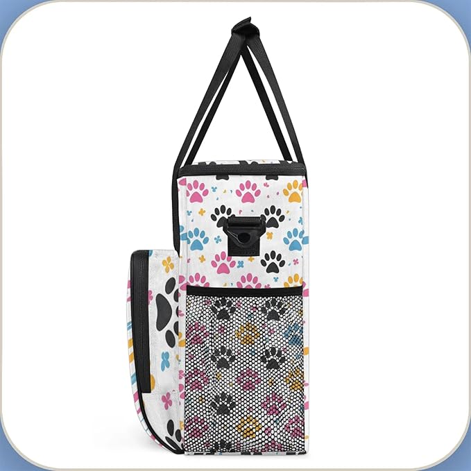 Paw Print Travel Coffee Maker Carrying Bag Large Organizer Storage Tote Bag Insulated Reusable Cooler Grocery Bags