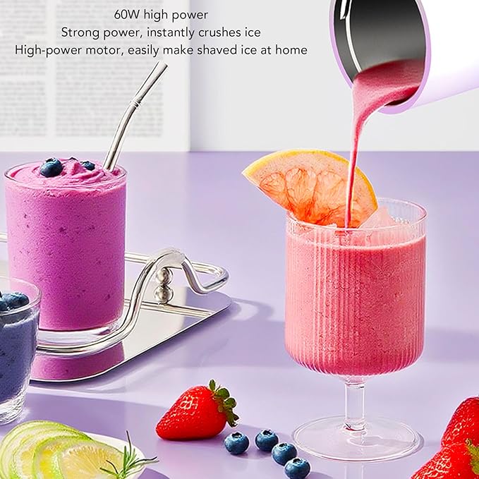Fdit Portable Blender 650ml 304 Stainless Steel Cup with 3000mAh Battery 60W Cordless USB Rechargeable High Speed Juicer for Ice Crushing
