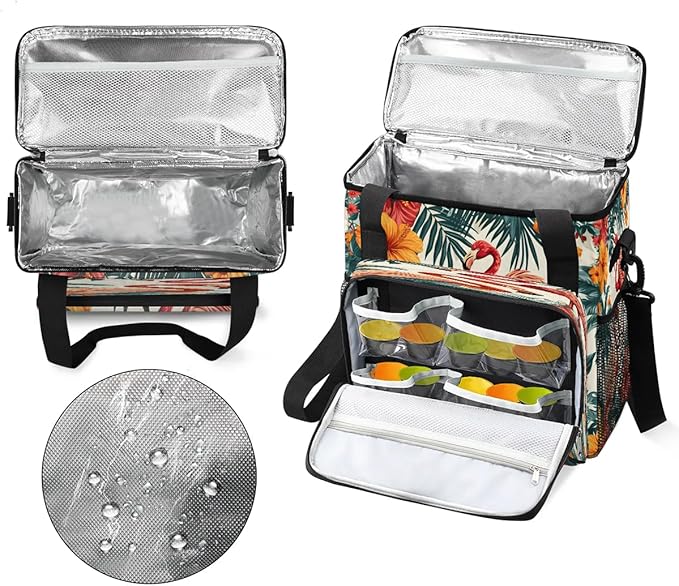Flamingo Flower Leaves Coffee Maker Carrying Bag for Keurig K-Mini or K-Mini Plus Storage Portable Coffee Maker Travel Bag