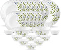 Laopala Opal Glass Novo Lush Green Dinner Set 23 Pcs White