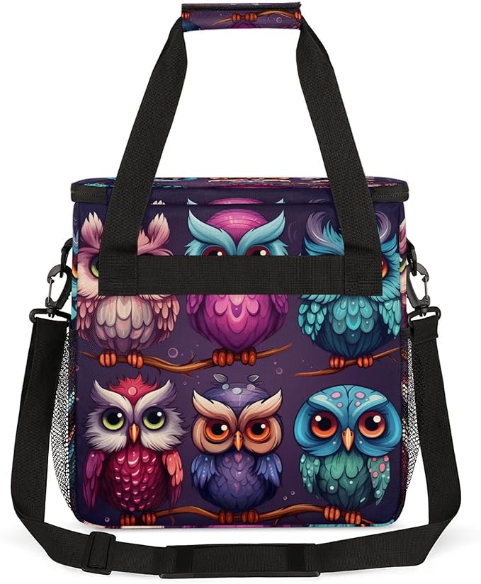 Owls Branch Travel Coffee Maker Carrying Bag Large Organizer Storage Tote Bag Insulated Reusable Cooler Grocery Bags