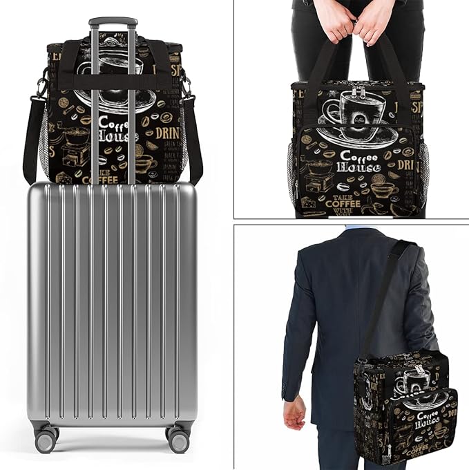 cfpolar Coffee Maker Storage Bag Waterproof Travel Carrying Storage Tote Bag Organizer Case Compatible with K-Mini or K-Mini Plus And Suitable for Other Accessories With Pockets for K-Cup Pods