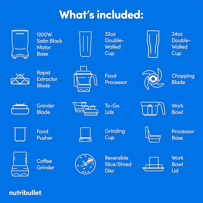 nutribullet® Ultra Plus+ 3-1 Compact Kitchen System 1200W Kitchen System with Blender Food Processor and Coffee and Spice Grinder 32oz and 24oz Blending Cups 2-Cup Food Processor Satin Black