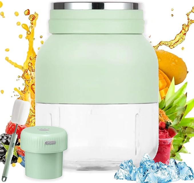 Electric Citrus Juicer 17 oz with Straw Two Lids Portable Blender for Smoothies Shakes Food Prep &amp Frozen Blending Large-Capacity Wireless Mini Juicer Cup on the Go for Kitchen Office (B-27o